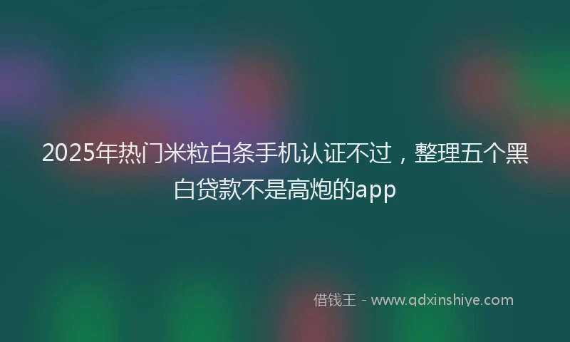 2025年热门米粒白条手机认证不过，整理五个黑白贷款不是高炮的app