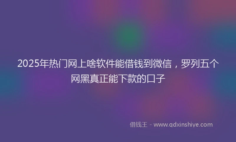 2025年热门网上啥软件能借钱到微信，罗列五个网黑真正能下款的口子
