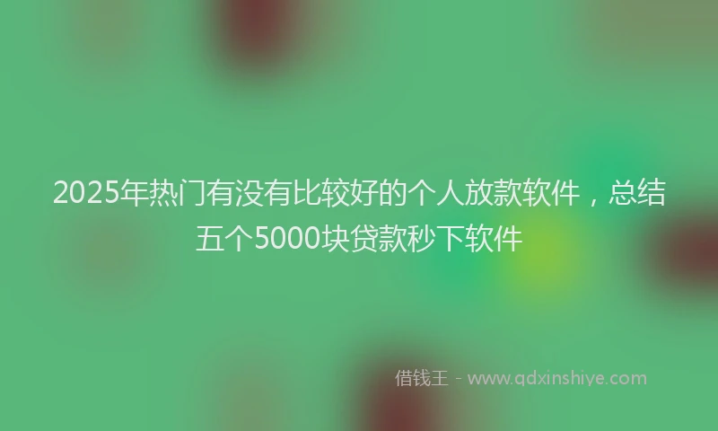 2025年热门有没有比较好的个人放款软件，总结五个5000块贷款秒下软件