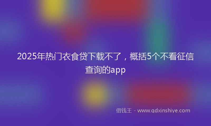 2025年热门衣食贷下载不了，概括5个不看征信查询的app