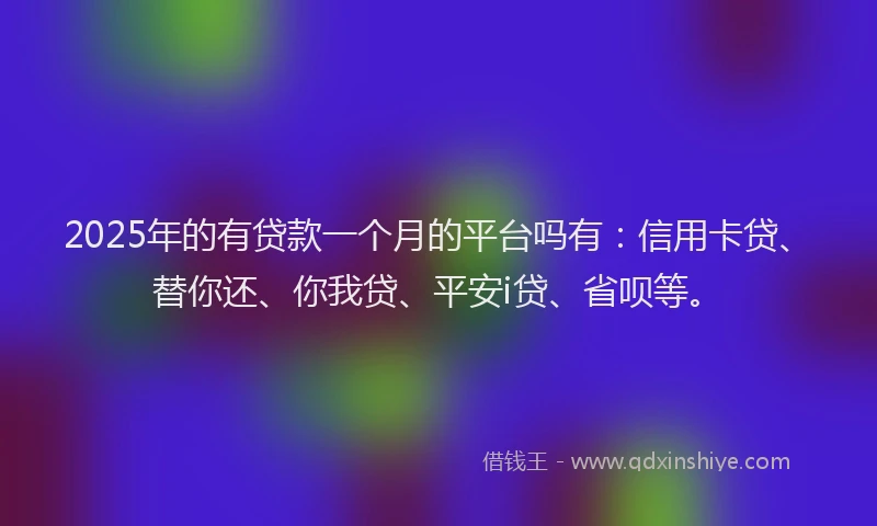 2025年的有贷款一个月的平台吗有：信用卡贷、替你还、你我贷、平安i贷、省呗等。