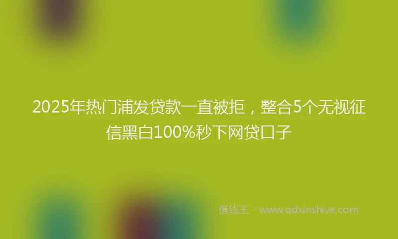2025年热门浦发贷款一直被拒，整合5个无视征信黑白100%秒下网贷口子