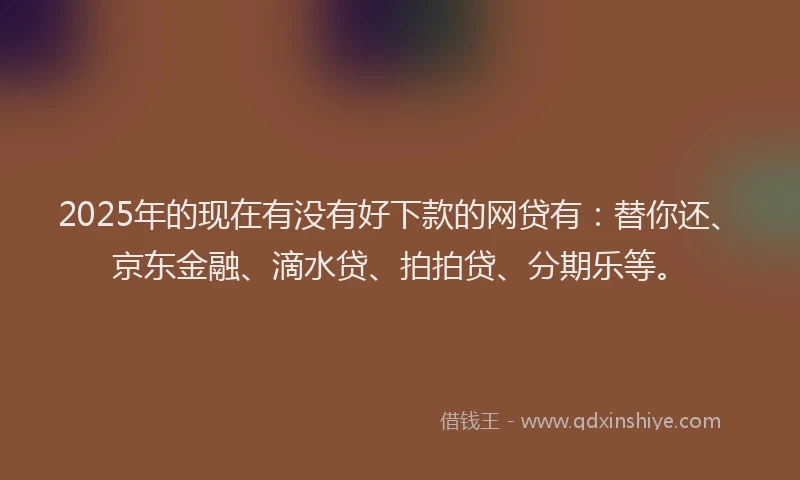 2025年的现在有没有好下款的网贷有：替你还、京东金融、滴水贷、拍拍贷、分期乐等。