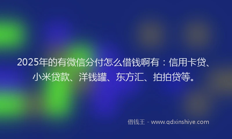 2025年的有微信分付怎么借钱啊有：信用卡贷、小米贷款、洋钱罐、东方汇、拍拍贷等。