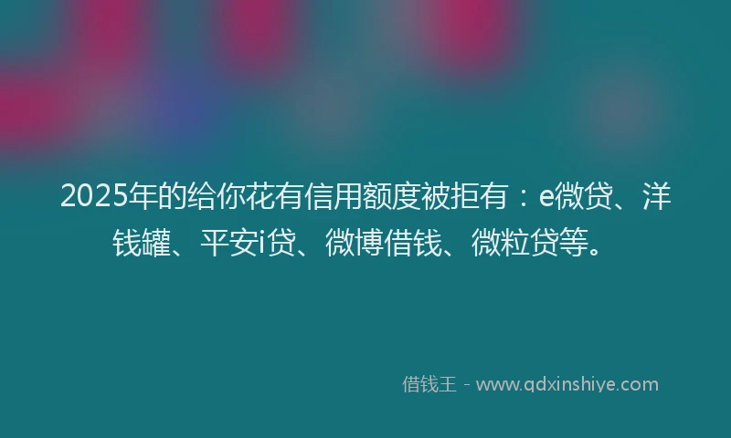 2025年的给你花有信用额度被拒有：e微贷、洋钱罐、平安i贷、微博借钱、微粒贷等。