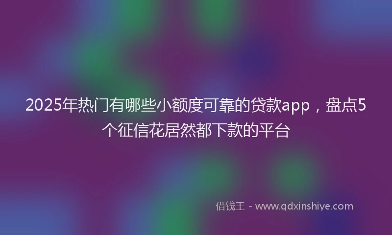 2025年热门有哪些小额度可靠的贷款app，盘点5个征信花居然都下款的平台