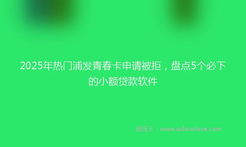 2025年热门浦发青春卡申请被拒，盘点5个必下的小额贷款软件