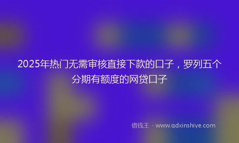 2025年热门无需审核直接下款的口子，罗列五个分期有额度的网贷口子