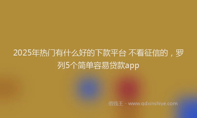 2025年热门有什么好的下款平台 不看征信的，罗列5个简单容易贷款app