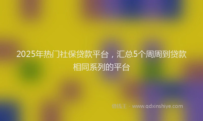 2025年热门社保贷款平台，汇总5个周周到贷款相同系列的平台
