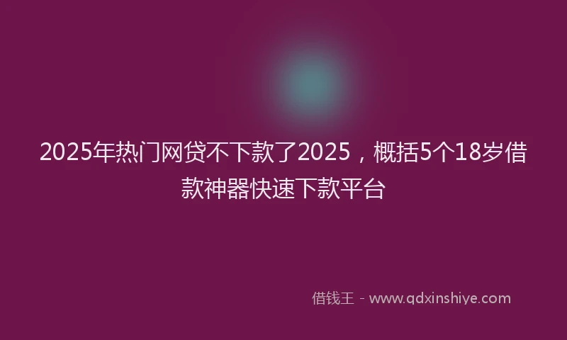 2025年热门网贷不下款了2025，概括5个18岁借款神器快速下款平台