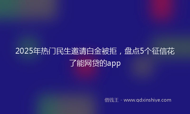 2025年热门民生邀请白金被拒，盘点5个征信花了能网贷的app