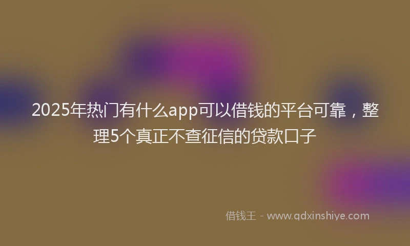 2025年热门有什么app可以借钱的平台可靠，整理5个真正不查征信的贷款口子