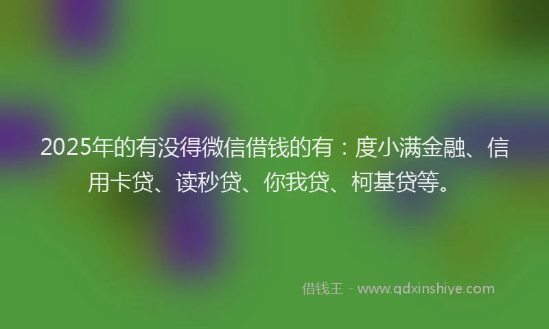 2025年的有没得微信借钱的有：度小满金融、信用卡贷、读秒贷、你我贷、柯基贷等。