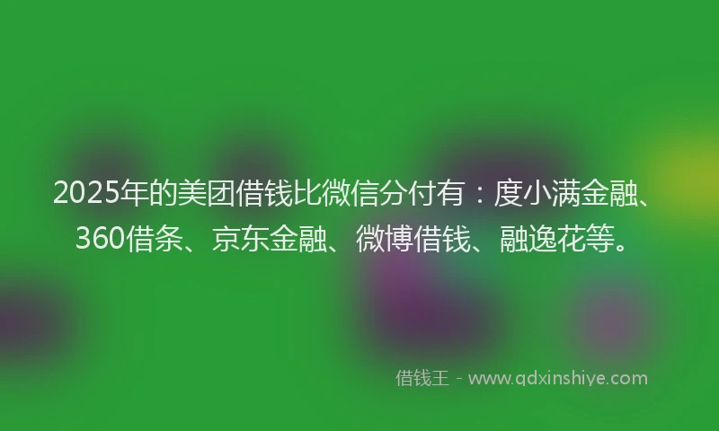 2025年的美团借钱比微信分付有：度小满金融、360借条、京东金融、微博借钱、融逸花等。