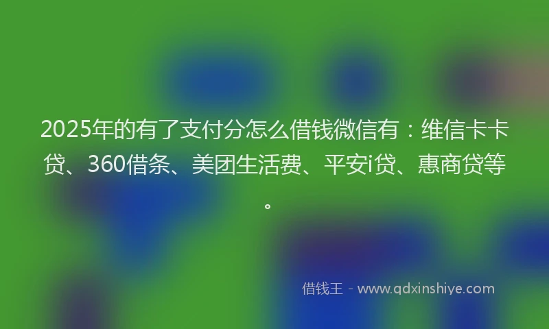 2025年的有了支付分怎么借钱微信有：维信卡卡贷、360借条、美团生活费、平安i贷、惠商贷等。