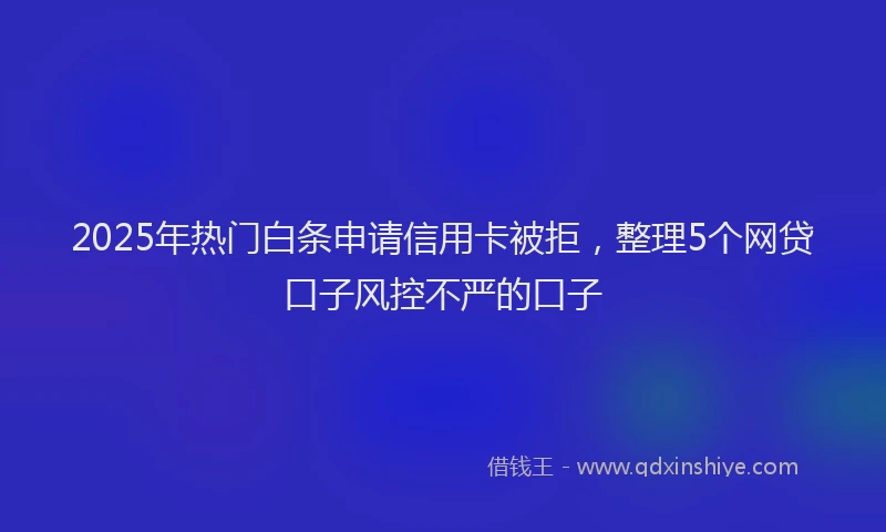 2025年热门白条申请信用卡被拒，整理5个网贷口子风控不严的口子