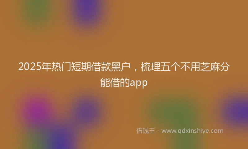 2025年热门短期借款黑户，梳理五个不用芝麻分能借的app