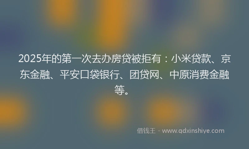 2025年的第一次去办房贷被拒有：小米贷款、京东金融、平安口袋银行、团贷网、中原消费金融等。
