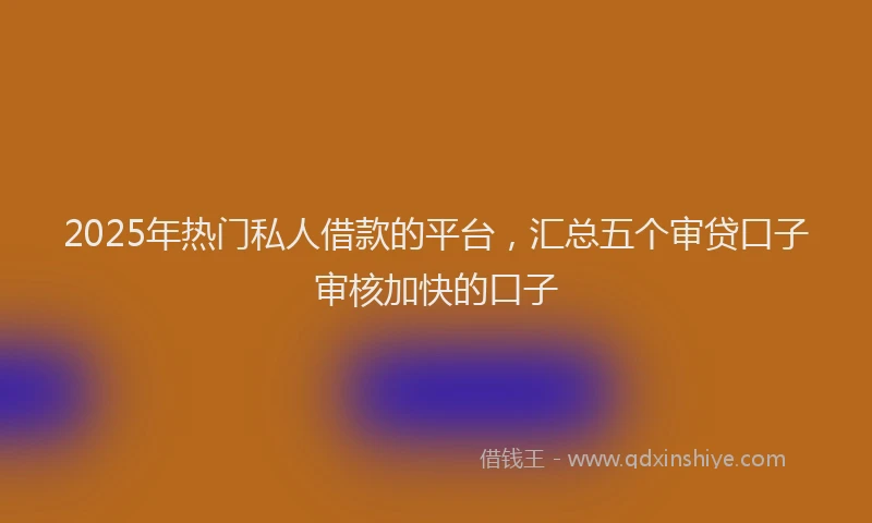 2025年热门私人借款的平台，汇总五个审贷口子审核加快的口子