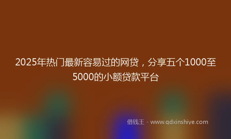 2025年热门最新容易过的网贷，分享五个1000至5000的小额贷款平台