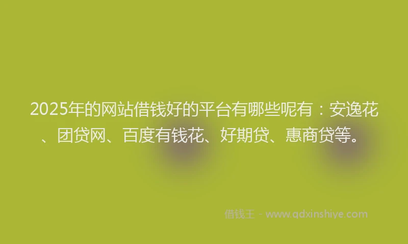 2025年的网站借钱好的平台有哪些呢有：安逸花、团贷网、百度有钱花、好期贷、惠商贷等。