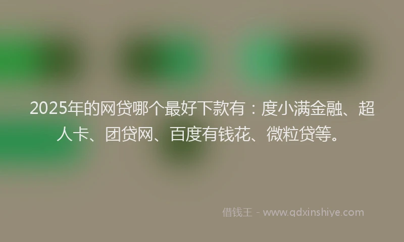 2025年的网贷哪个最好下款有：度小满金融、超人卡、团贷网、百度有钱花、微粒贷等。