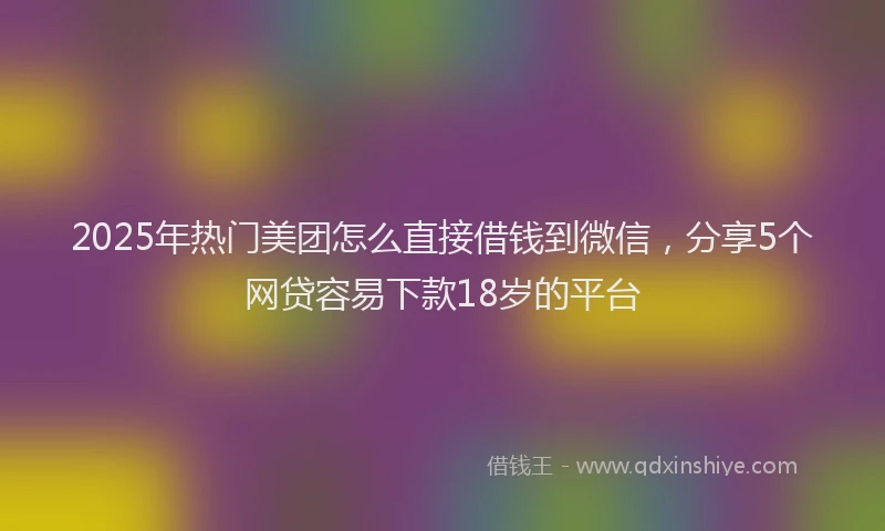 2025年热门美团怎么直接借钱到微信，分享5个网贷容易下款18岁的平台