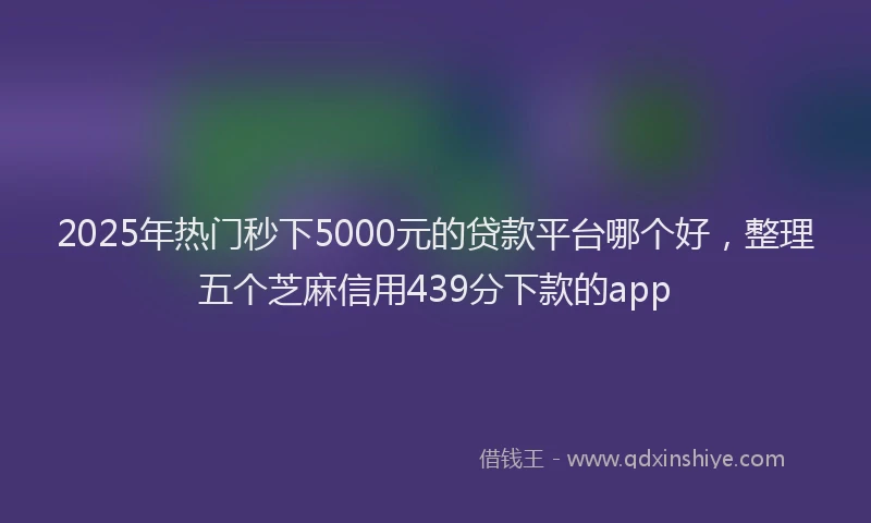 2025年热门秒下5000元的贷款平台哪个好，整理五个芝麻信用439分下款的app