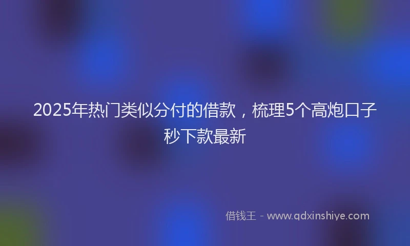 2025年热门类似分付的借款，梳理5个高炮口子秒下款最新