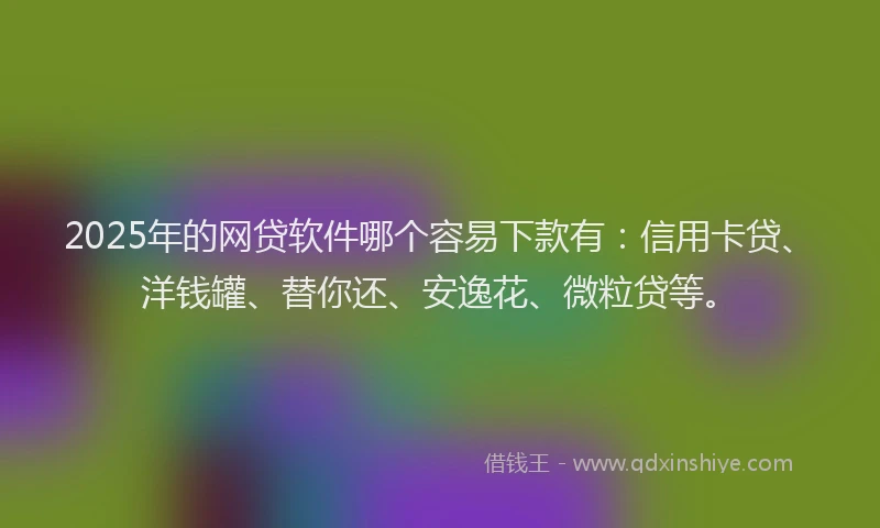 2025年的网贷软件哪个容易下款有：信用卡贷、洋钱罐、替你还、安逸花、微粒贷等。