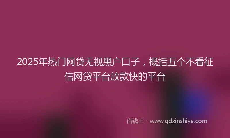 2025年热门网贷无视黑户口子，概括五个不看征信网贷平台放款快的平台