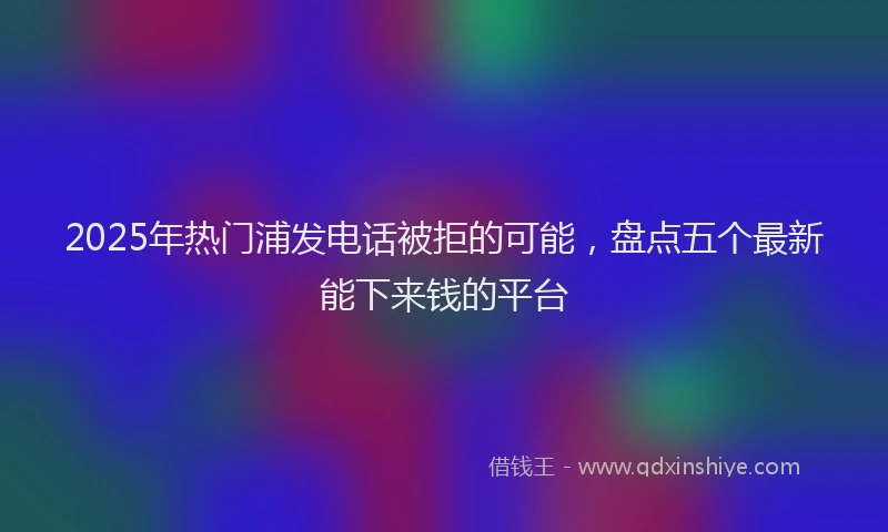 2025年热门浦发电话被拒的可能，盘点五个最新能下来钱的平台