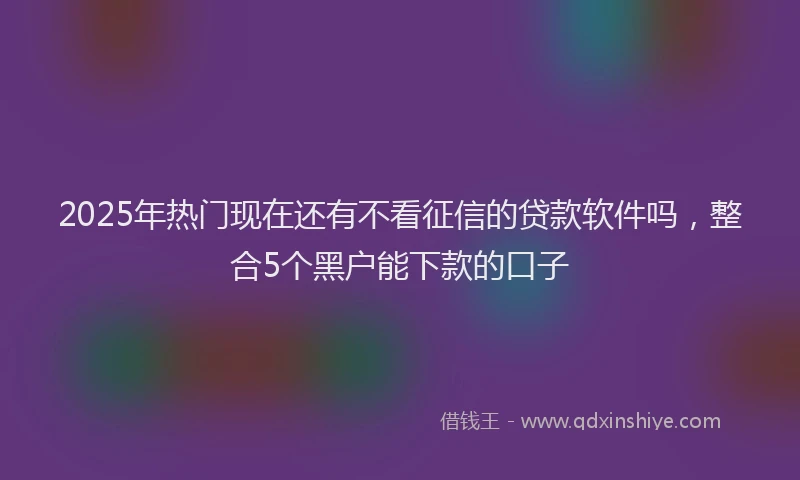 2025年热门现在还有不看征信的贷款软件吗，整合5个黑户能下款的口子