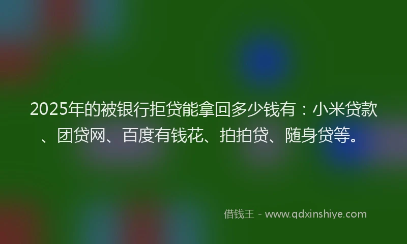 2025年的被银行拒贷能拿回多少钱有：小米贷款、团贷网、百度有钱花、拍拍贷、随身贷等。
