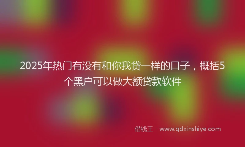 2025年热门有没有和你我贷一样的口子，概括5个黑户可以做大额贷款软件