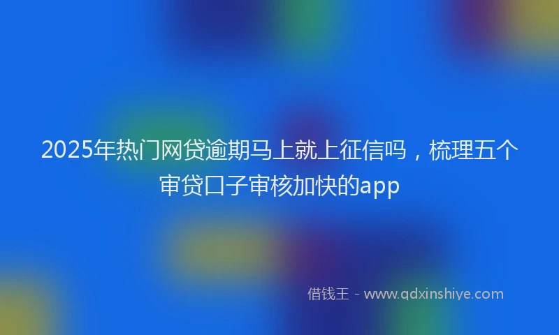 2025年热门网贷逾期马上就上征信吗，梳理五个审贷口子审核加快的app