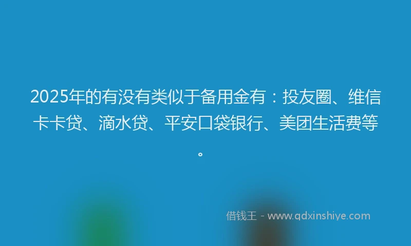 2025年的有没有类似于备用金有：投友圈、维信卡卡贷、滴水贷、平安口袋银行、美团生活费等。