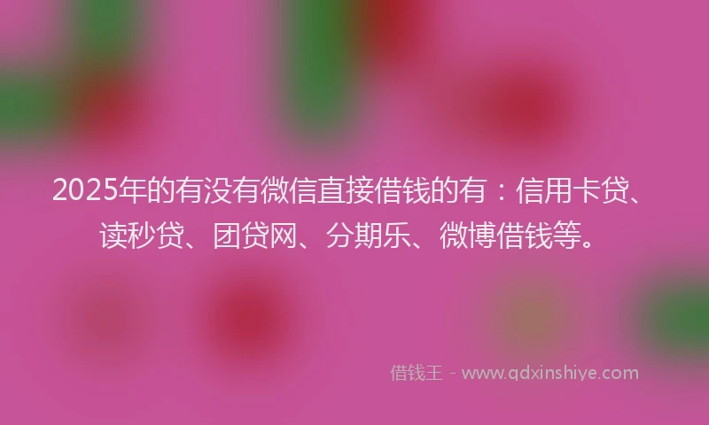 2025年的有没有微信直接借钱的有：信用卡贷、读秒贷、团贷网、分期乐、微博借钱等。