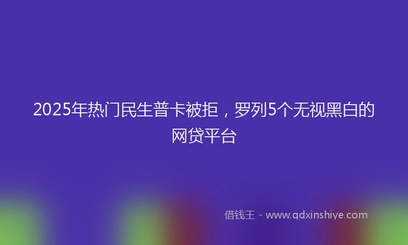 2025年热门民生普卡被拒，罗列5个无视黑白的网贷平台