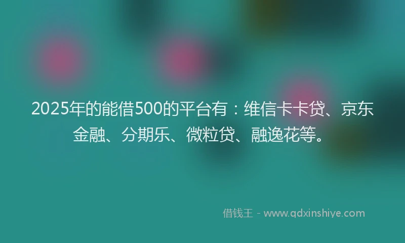 2025年的能借500的平台有：维信卡卡贷、京东金融、分期乐、微粒贷、融逸花等。