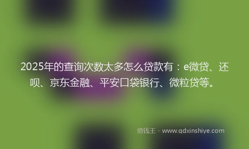 2025年的查询次数太多怎么贷款有：e微贷、还呗、京东金融、平安口袋银行、微粒贷等。