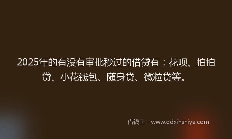 2025年的有没有审批秒过的借贷有：花呗、拍拍贷、小花钱包、随身贷、微粒贷等。