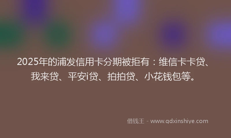 2025年的浦发信用卡分期被拒有：维信卡卡贷、我来贷、平安i贷、拍拍贷、小花钱包等。