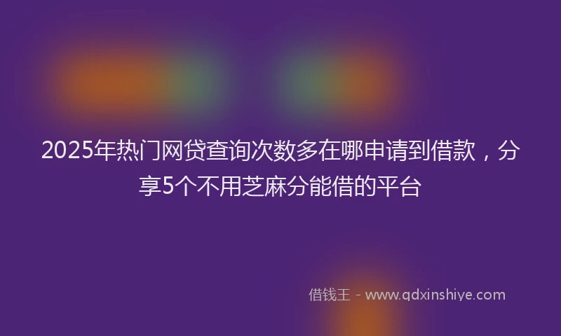 2025年热门网贷查询次数多在哪申请到借款，分享5个不用芝麻分能借的平台