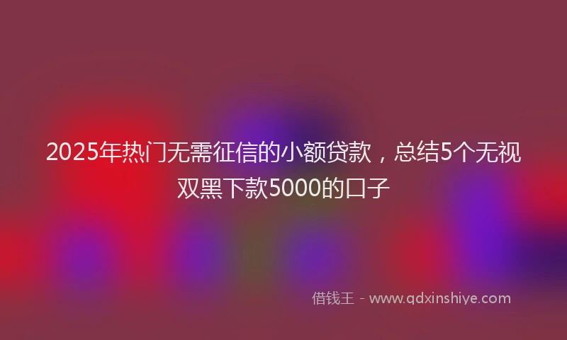2025年热门无需征信的小额贷款，总结5个无视双黑下款5000的口子