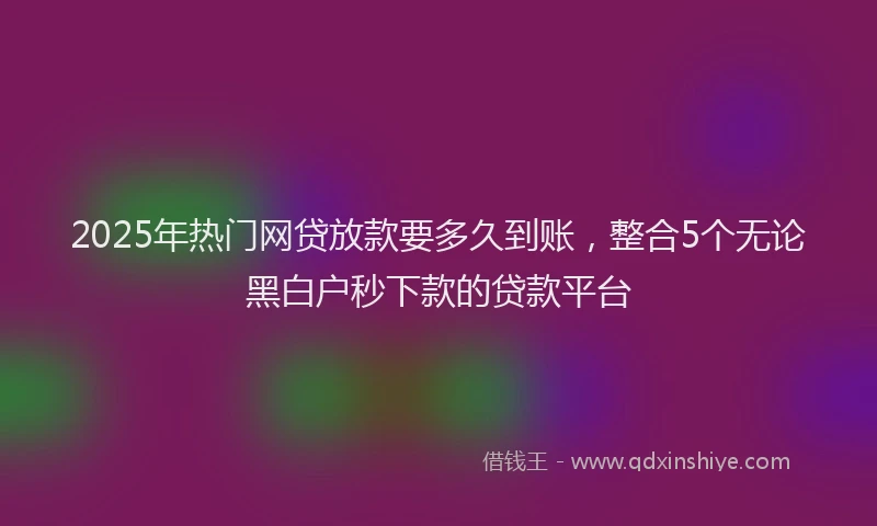 2025年热门网贷放款要多久到账，整合5个无论黑白户秒下款的贷款平台