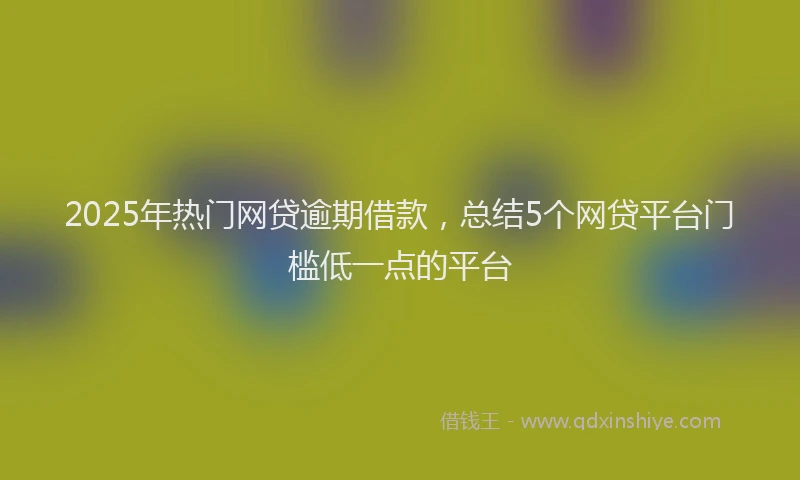 2025年热门网贷逾期借款，总结5个网贷平台门槛低一点的平台