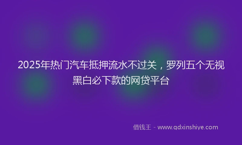 2025年热门汽车抵押流水不过关，罗列五个无视黑白必下款的网贷平台