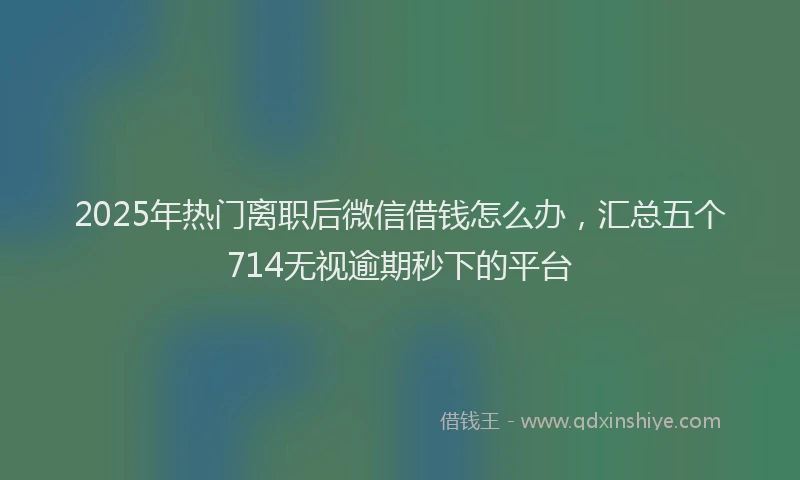 2025年热门离职后微信借钱怎么办，汇总五个714无视逾期秒下的平台